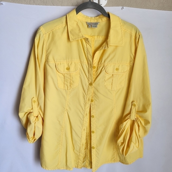 Royal robbins women’s long sleeve expedition button down top yellow L large - Picture 8 of 8